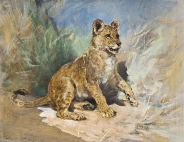 動物 Painting - ライオンの子 ヘイウッド・ハーディ
